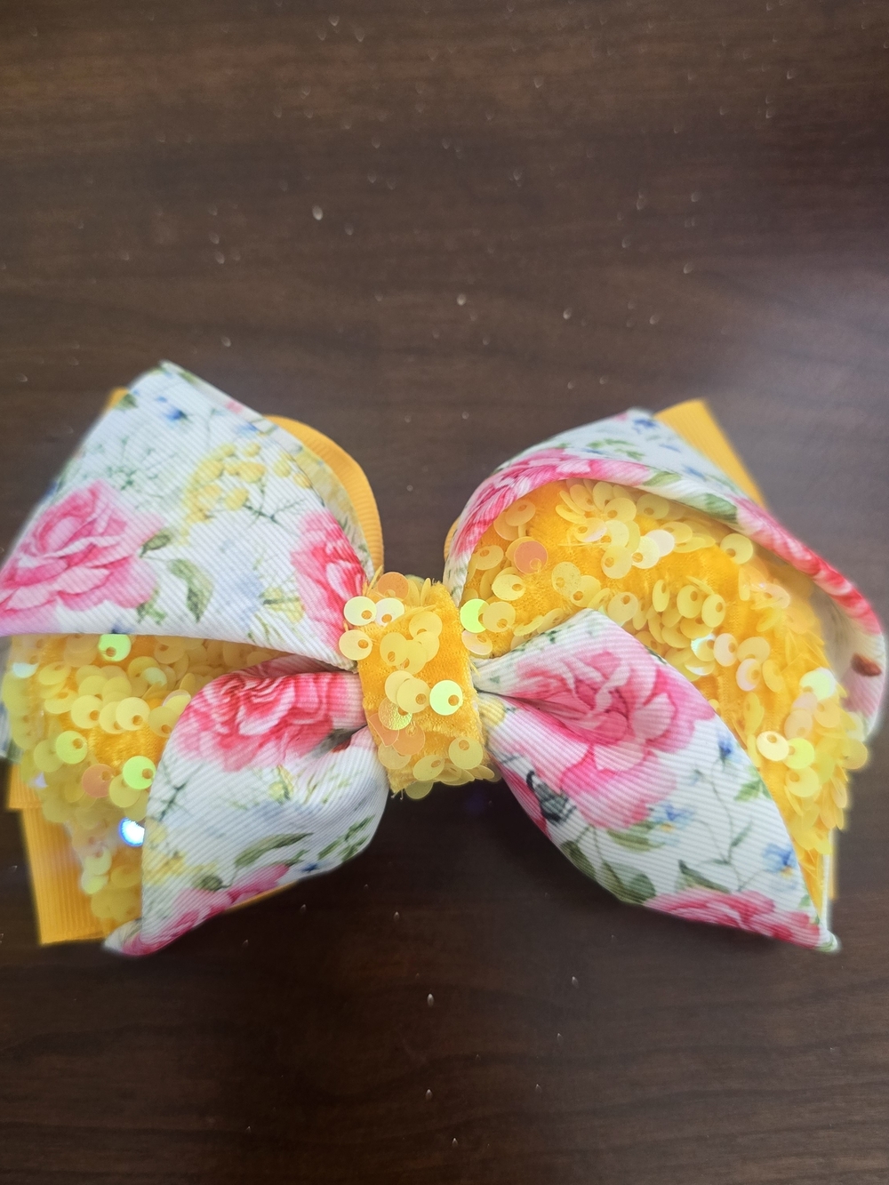 Premium Handmade Girls Floral Hair Bow Yellow and White